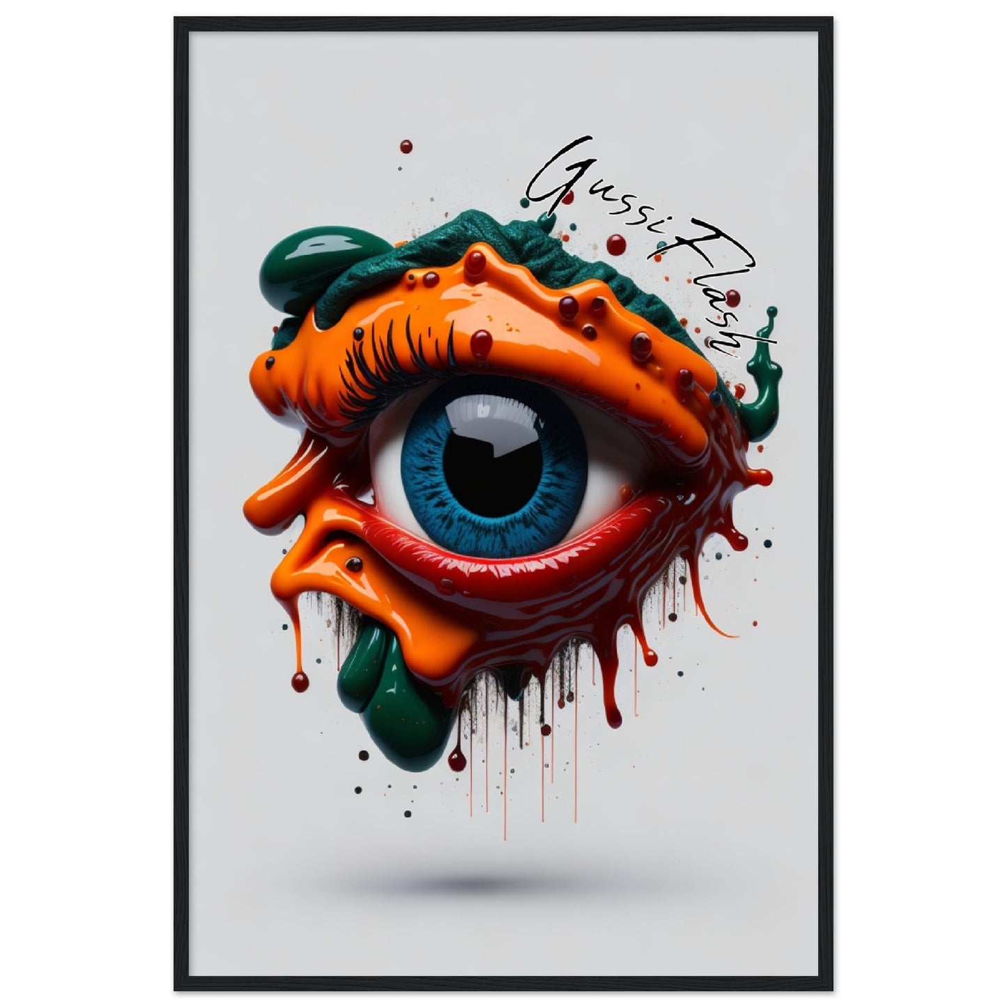 GussiFlash Premium-Poster aus mattem Papier mit Holzrahmen