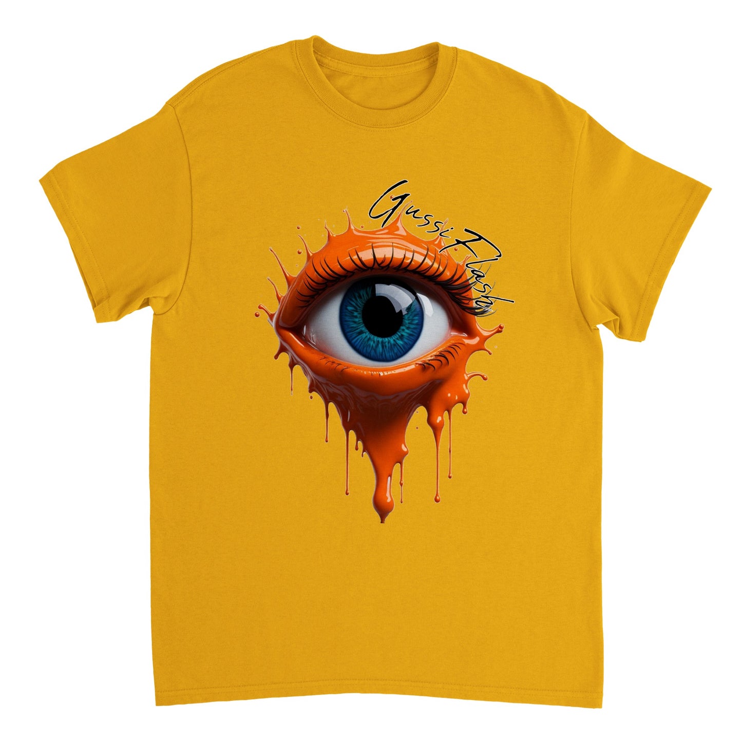 Schweres Unisex T-Shirt mit Rundhalsausschnitt und Gussiflash Logo