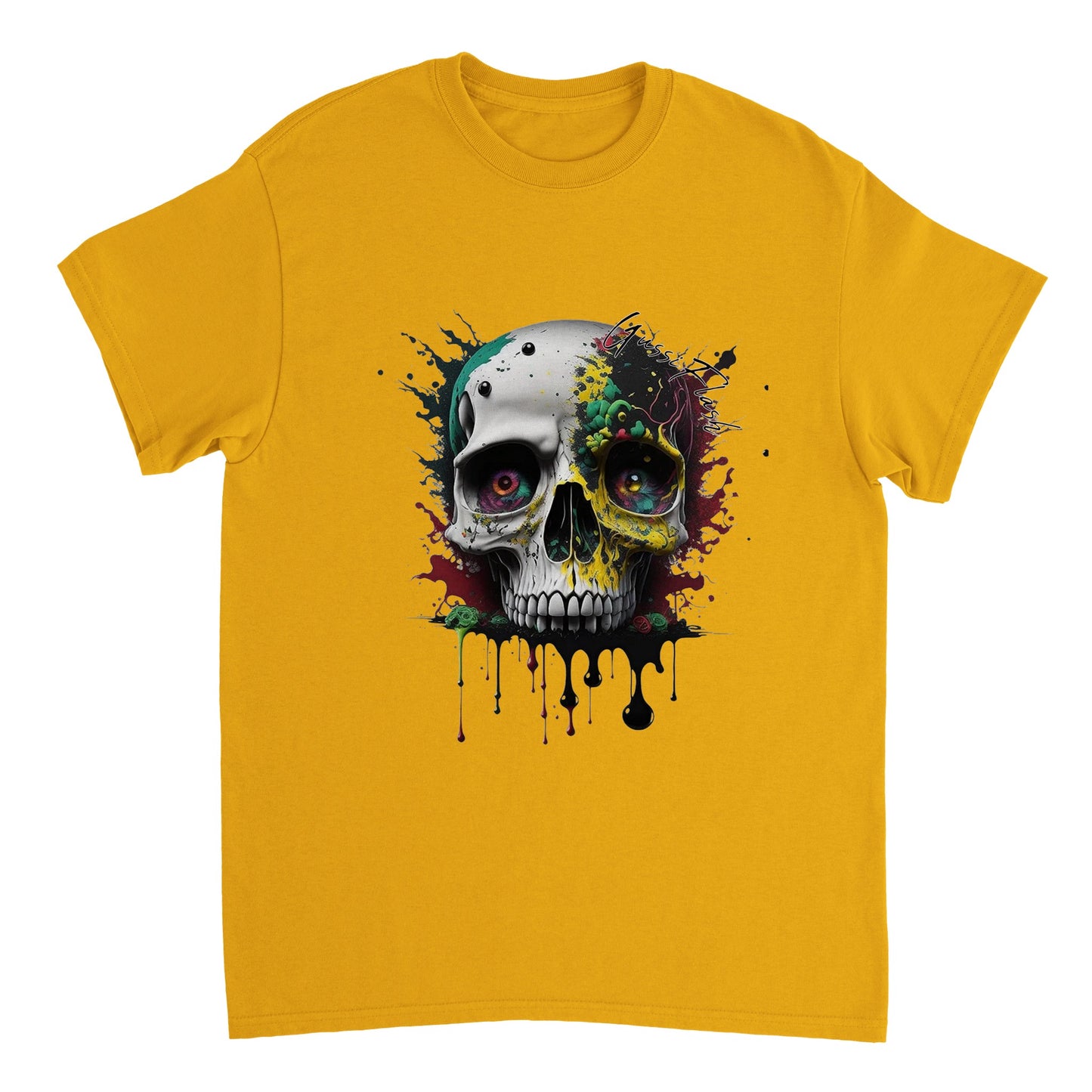 Schweres Unisex T-Shirt mit GussiFlash Skull