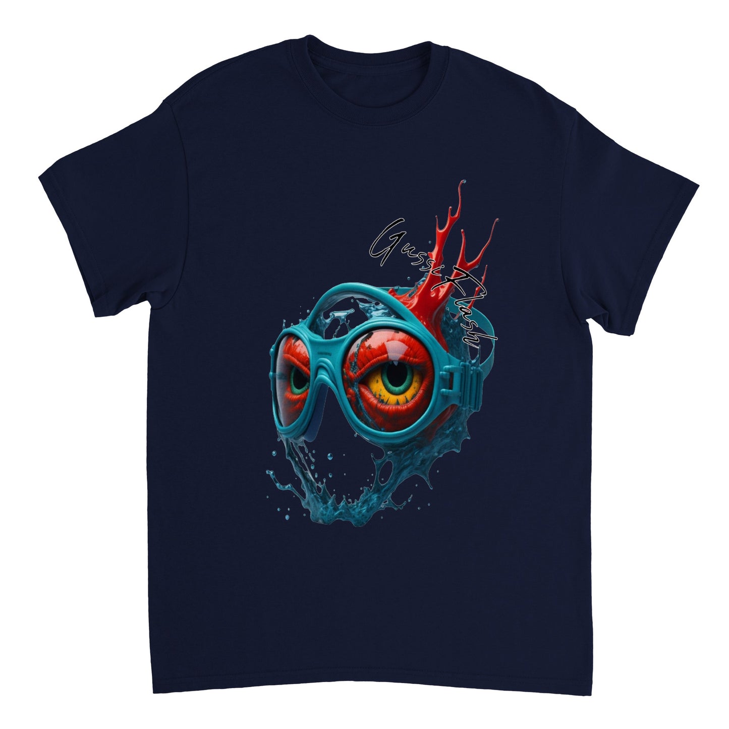 Schweres Unisex T-Shirt mit Rundhalsausschnitt und Gussiflash Logo