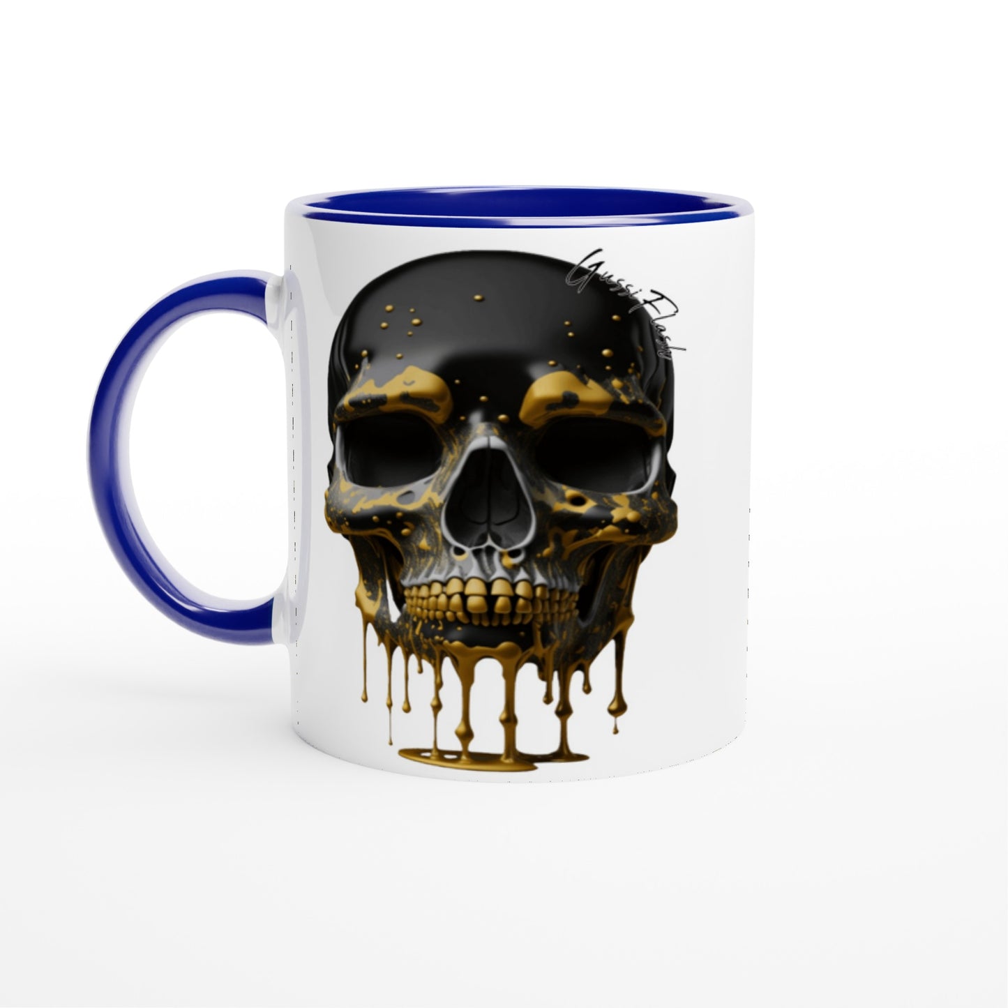 Weiße Keramiktasse Farbe an der Innenseite