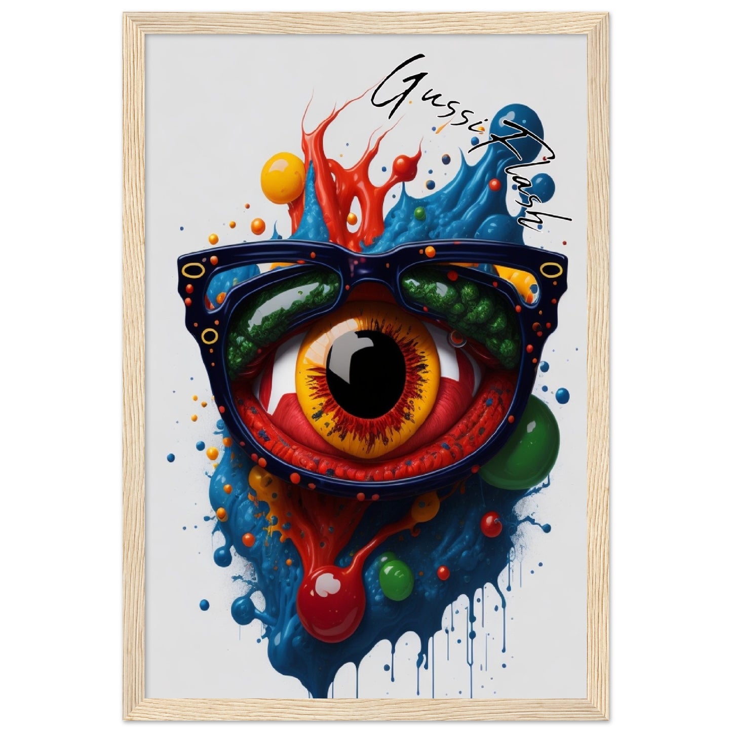 GussiFlash Premium-Poster aus mattem Papier mit Holzrahmen