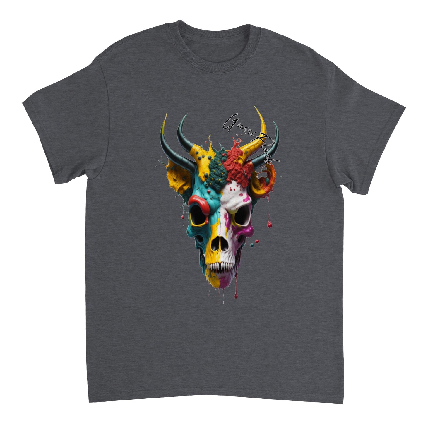Schweres Unisex T-Shirt mit GussiFlash Skull