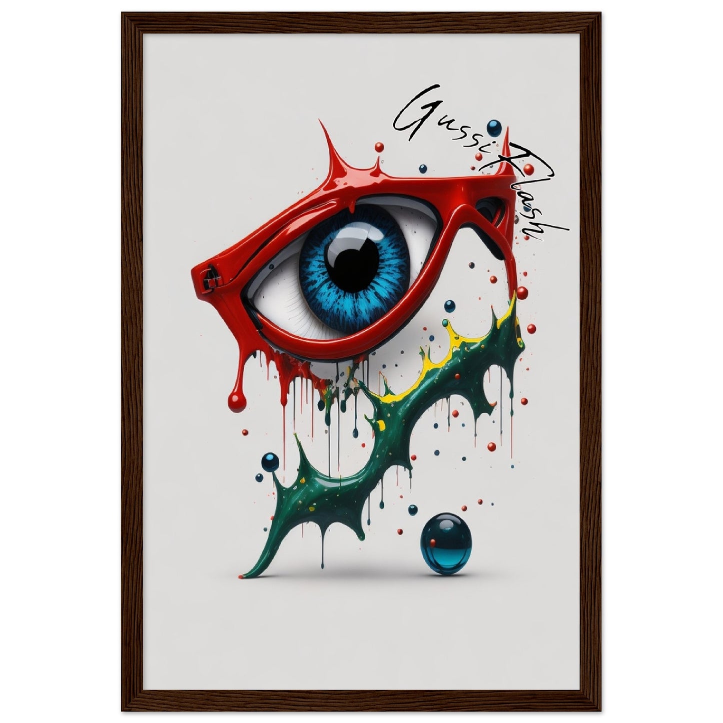 GussiFlash Premium-Poster aus mattem Papier mit Holzrahmen