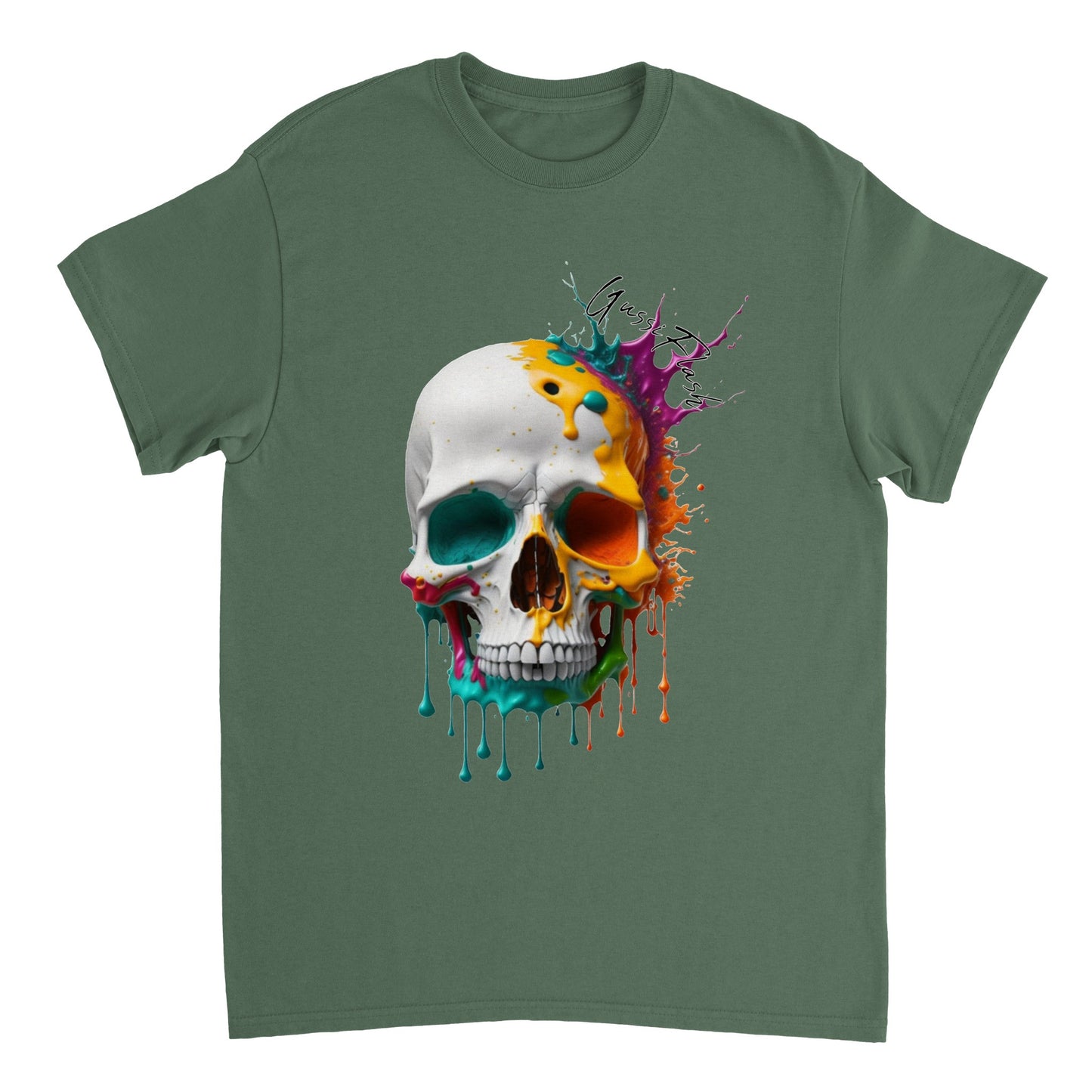 Schweres Unisex T-Shirt mit GussiFlash Skull