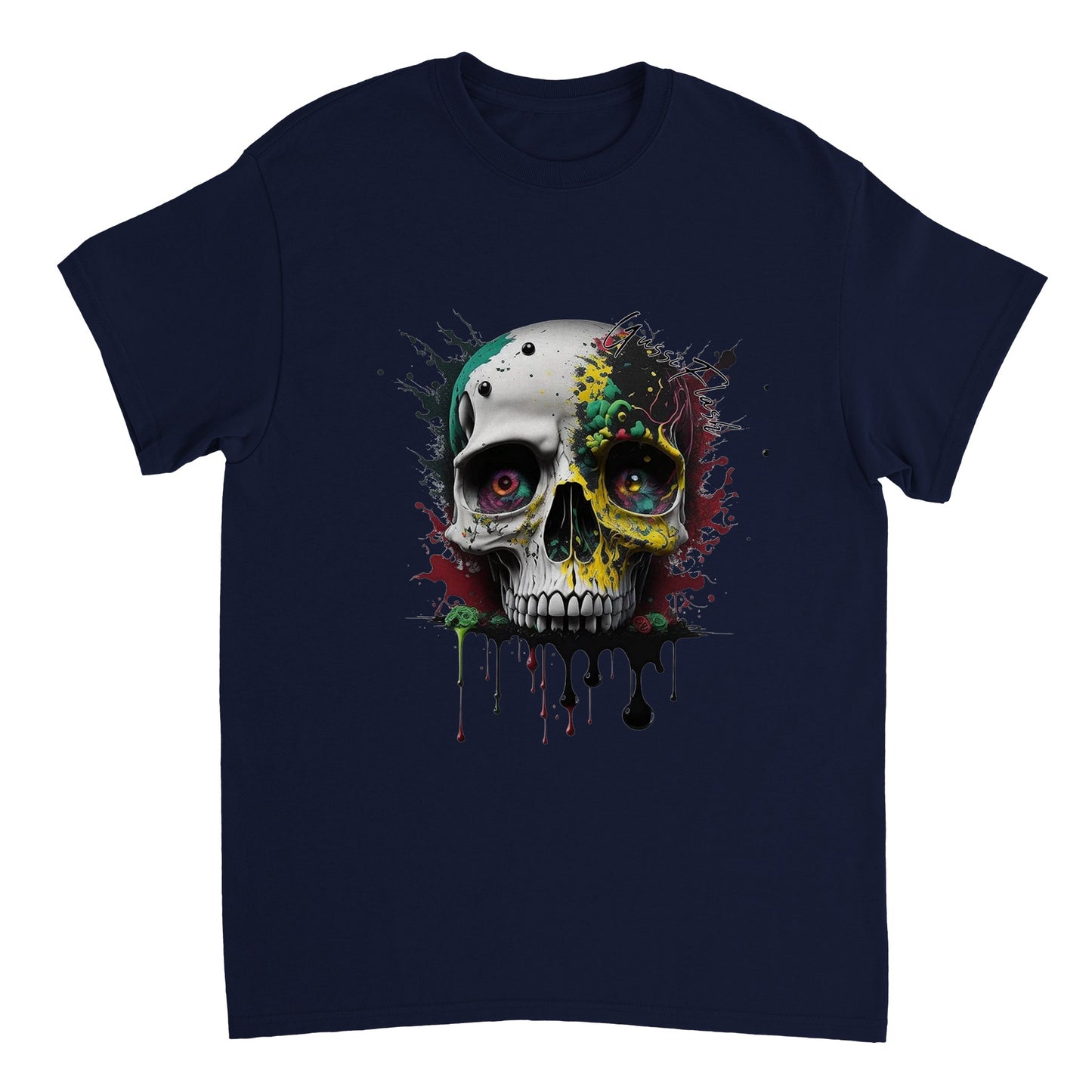Schweres Unisex T-Shirt mit GussiFlash Skull