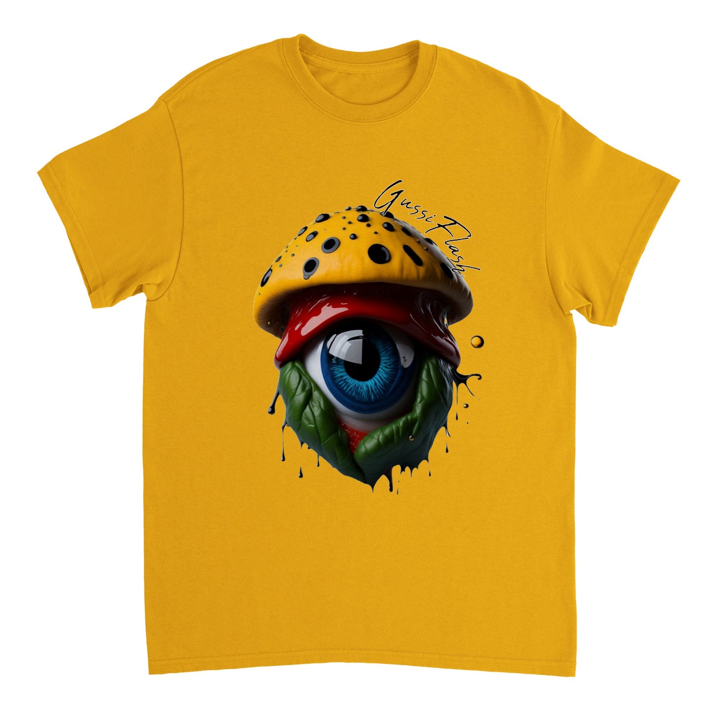 Schweres Unisex T-Shirt mit Rundhalsausschnitt und Gussiflash Logo