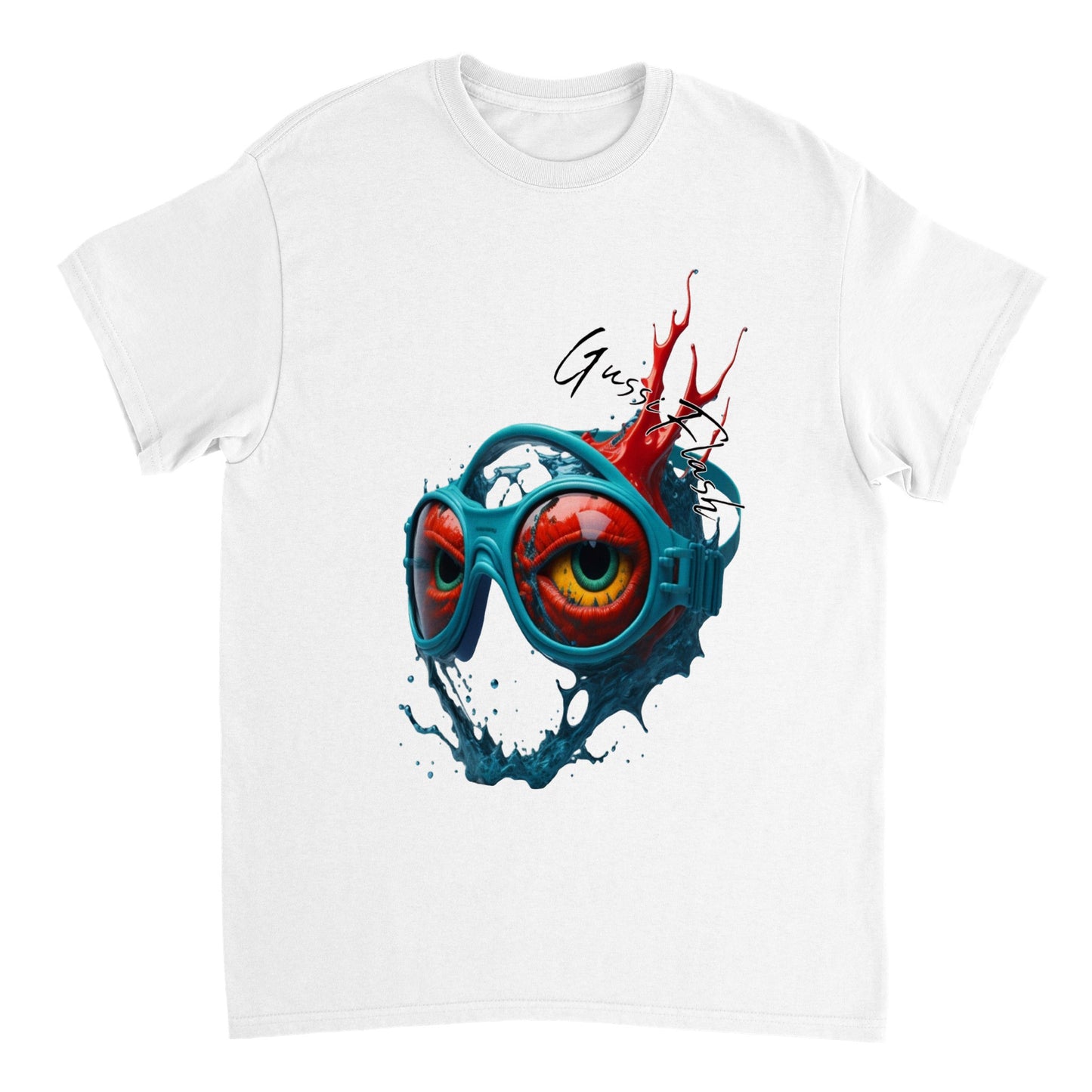Schweres Unisex T-Shirt mit Rundhalsausschnitt und Gussiflash Logo