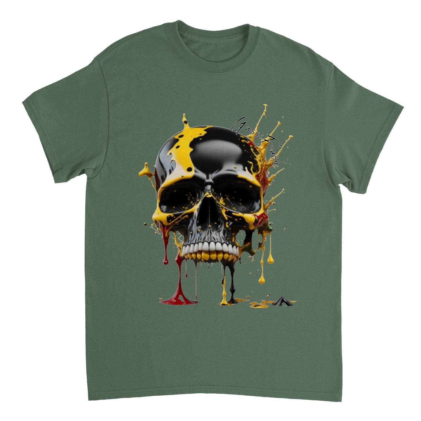 Schweres Unisex T-Shirt mit GussiFlash Skull