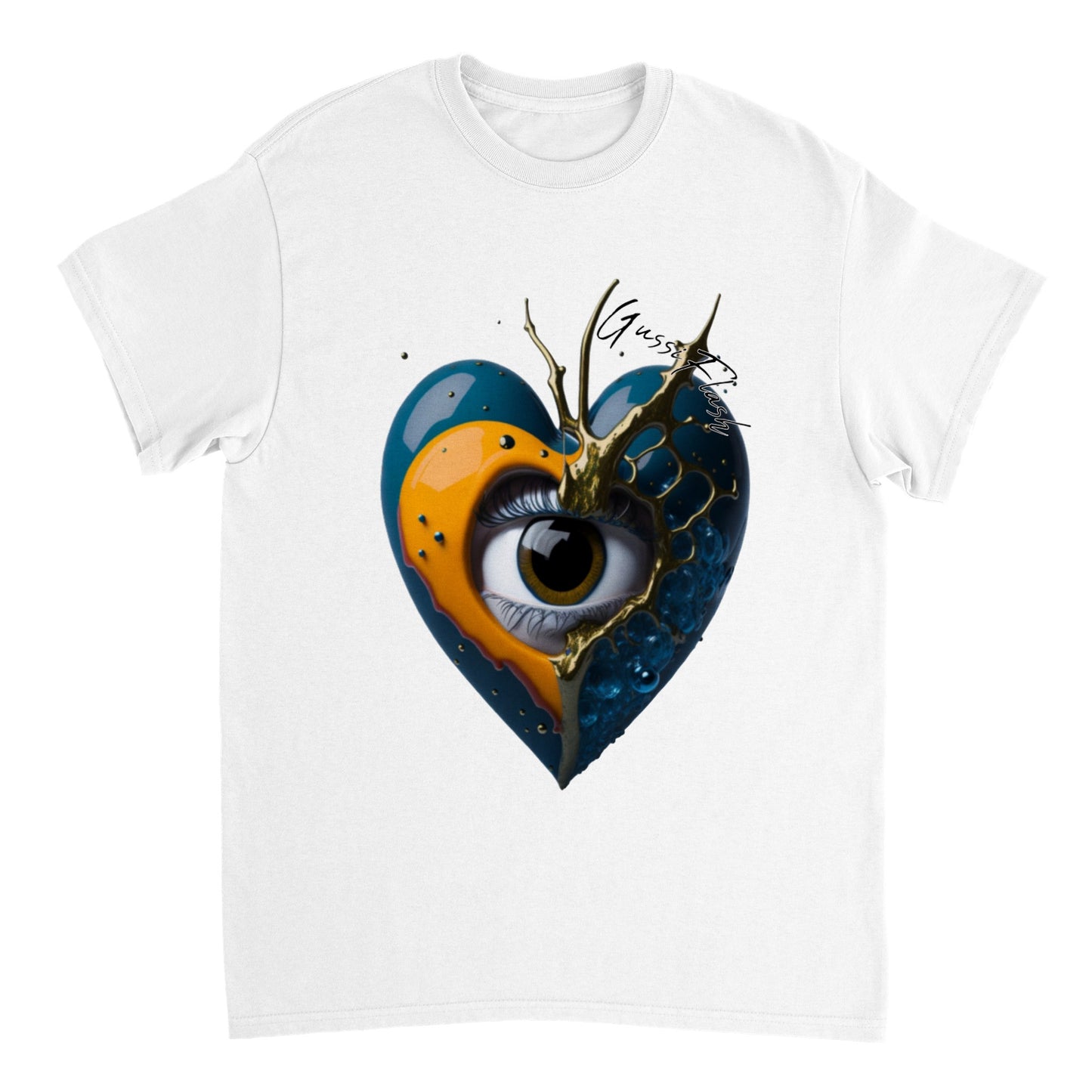 Schweres Unisex T-Shirt mit Rundhalsausschnitt und Gussiflash Logo