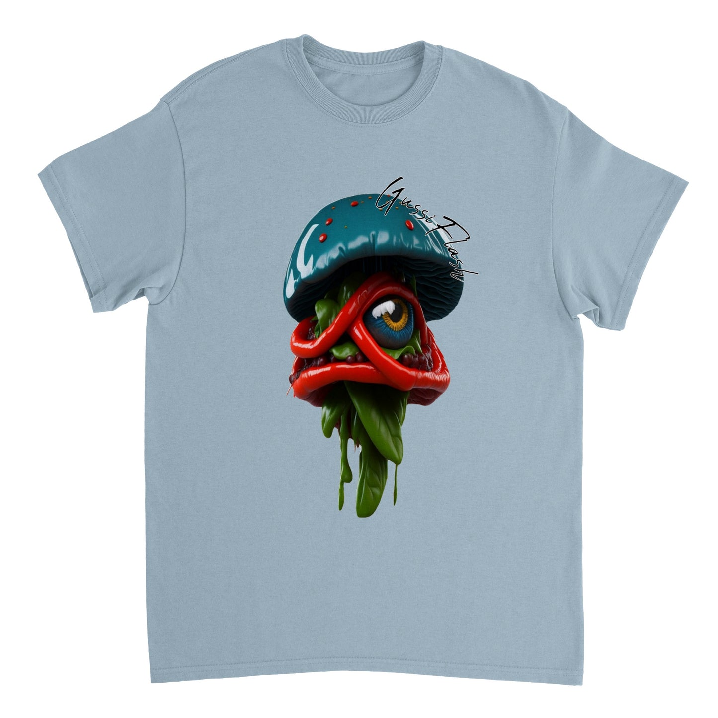 Schweres Unisex T-Shirt mit Rundhalsausschnitt und Gussiflash Logo