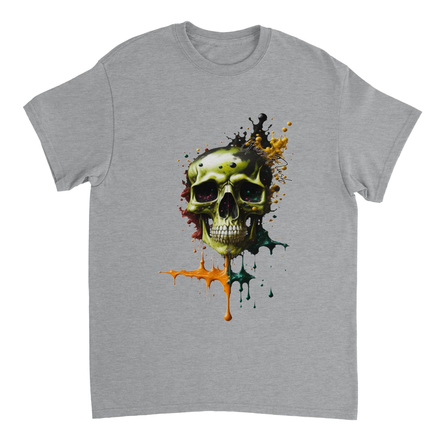 Schweres Unisex T-Shirt mit GussiFlash Skull