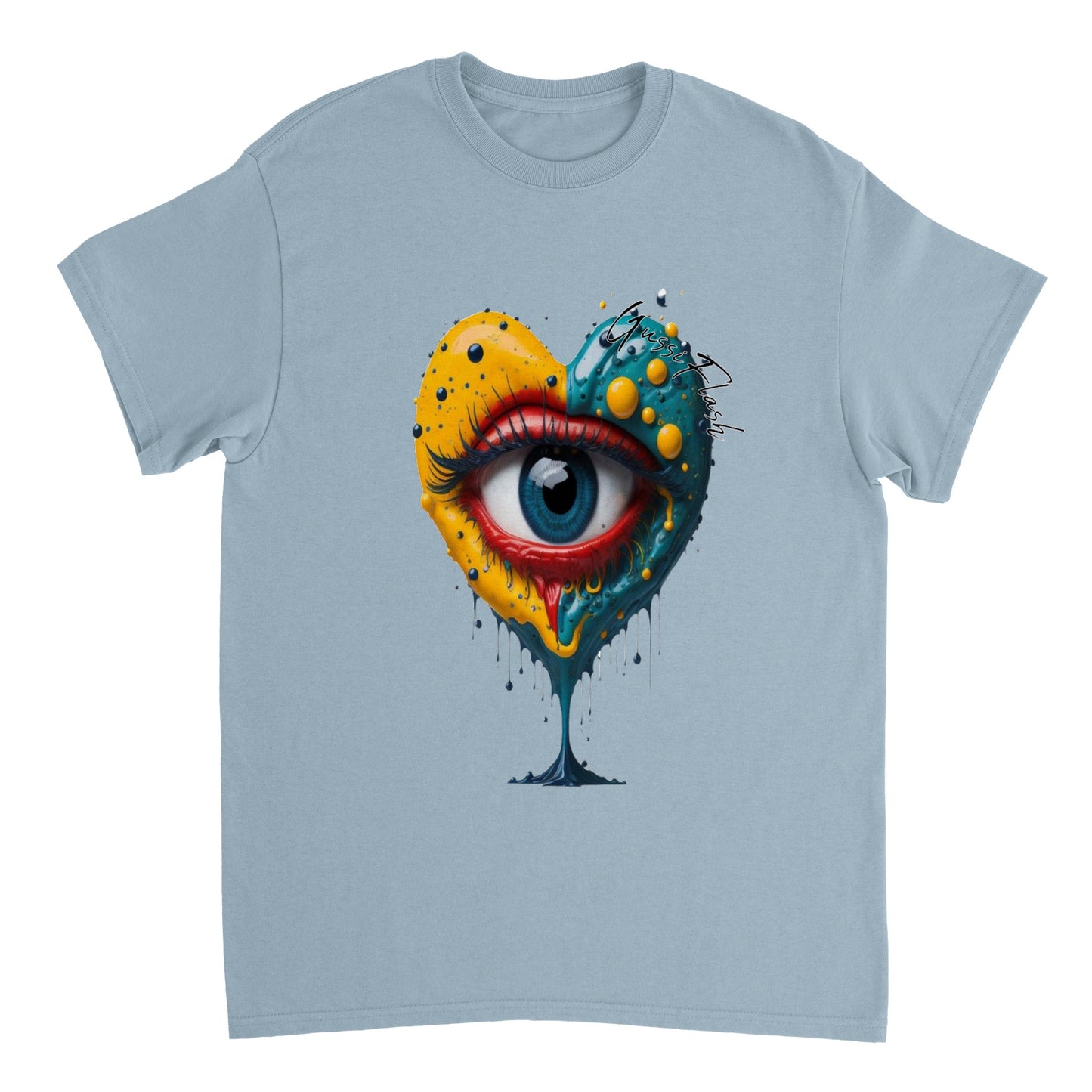 Schweres Unisex T-Shirt mit Rundhalsausschnitt und Gussiflash Logo