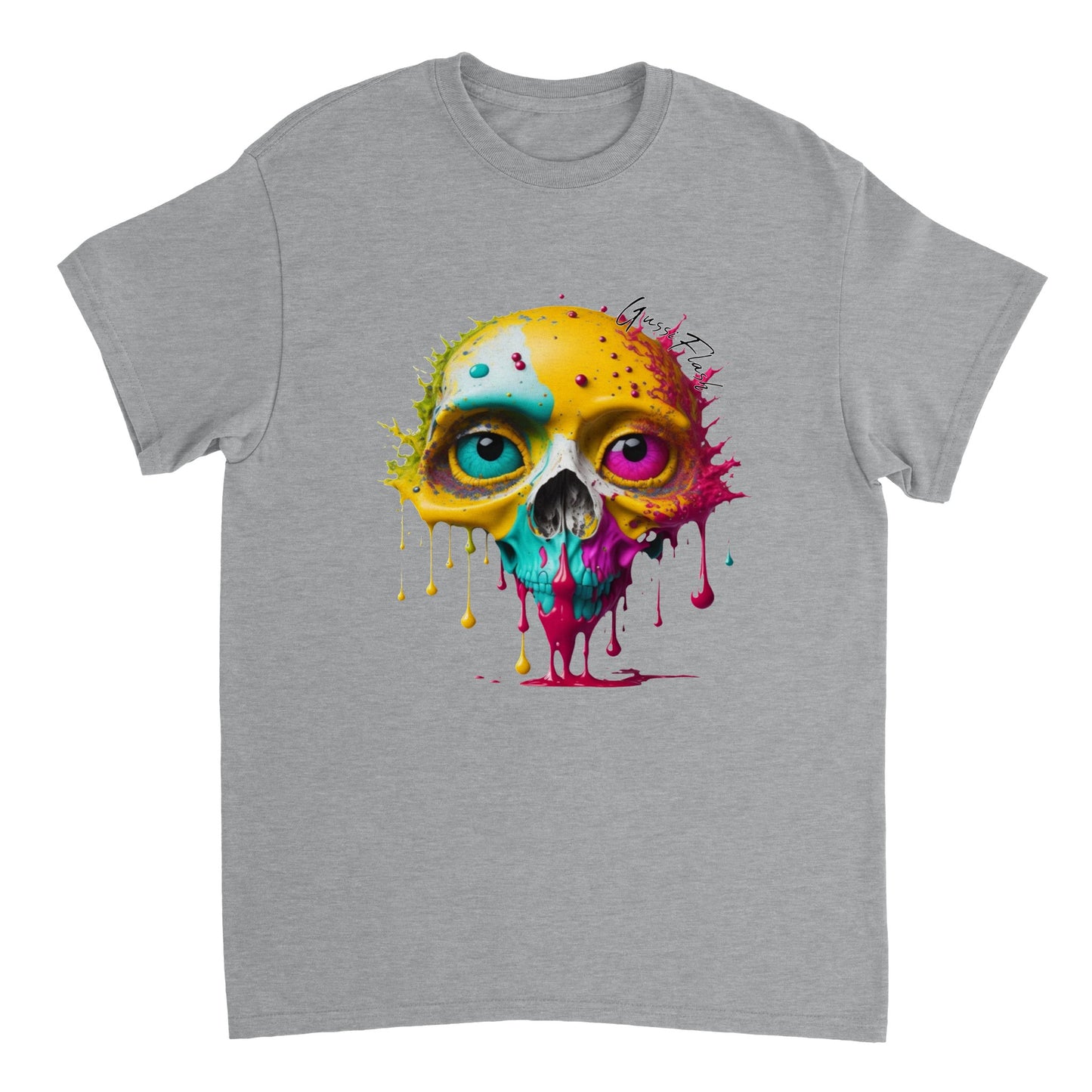 Schweres Unisex T-Shirt mit GussiFlash Skull