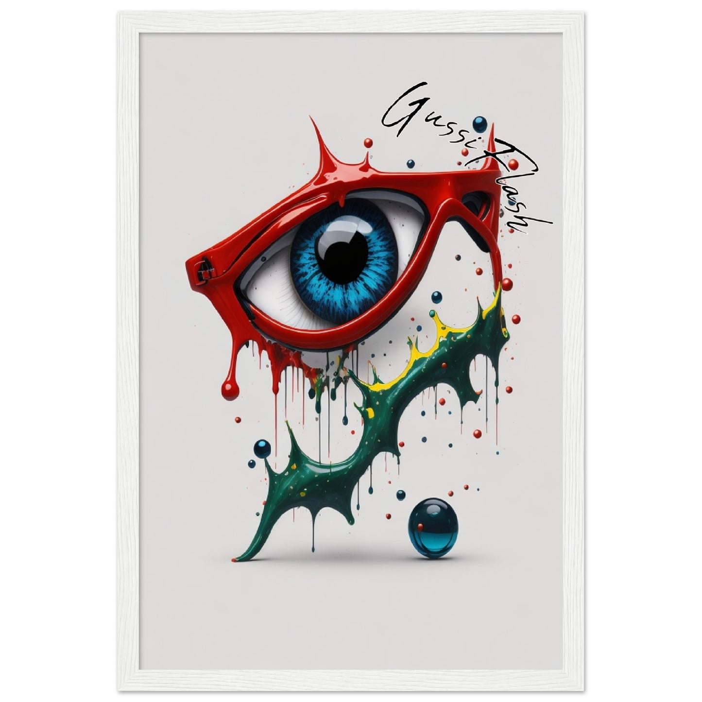 GussiFlash Premium-Poster aus mattem Papier mit Holzrahmen