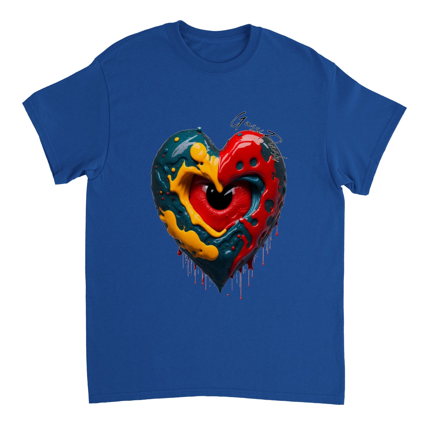 Schweres Unisex T-Shirt mit Rundhalsausschnitt und Gussiflash Logo