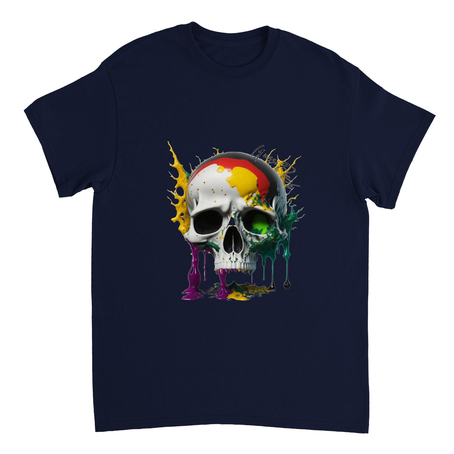 Schweres Unisex T-Shirt mit GussiFlash Skull