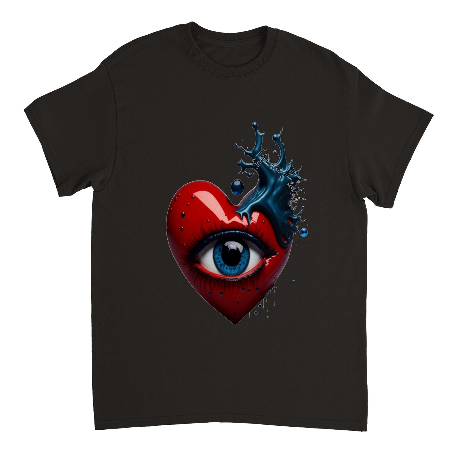 Schweres Unisex T-Shirt mit Rundhalsausschnitt und Gussiflash Logo