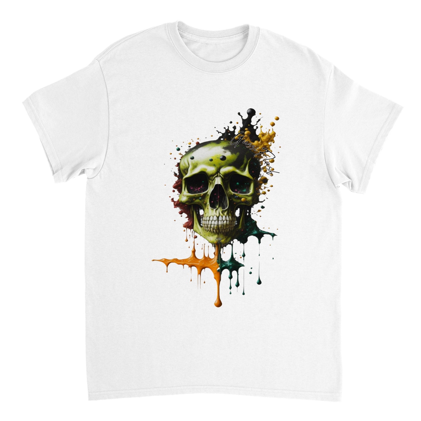 Schweres Unisex T-Shirt mit GussiFlash Skull
