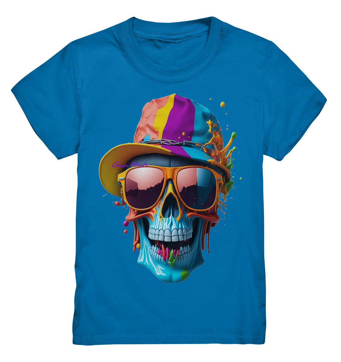 Totenkopf mit Base Cap und Brille - Kids Premium Shirt