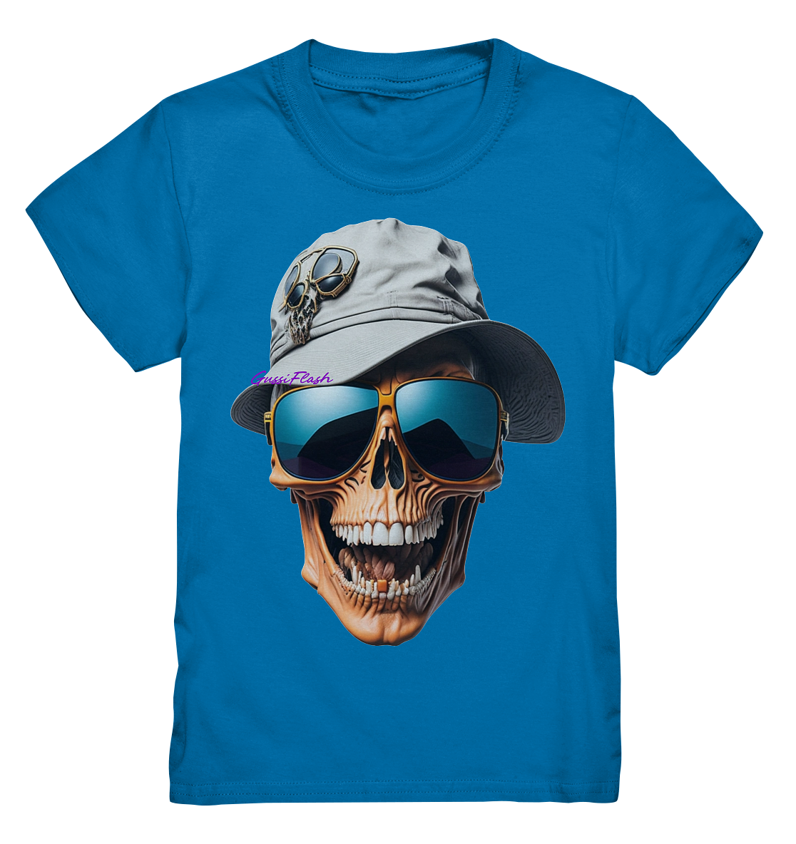 Lachender Totenkopf mit Sonnenbrille und Sommerhut - Kids Premium Shirt