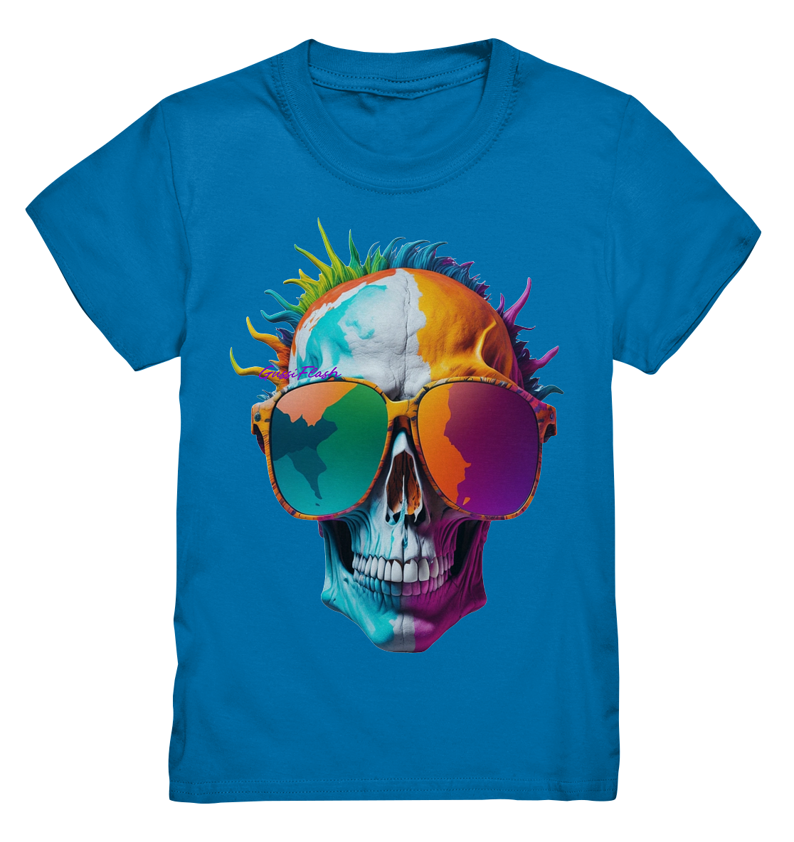 Lustiger Totenkopf mit Brille in vielen Farben. - Kids Premium Shirt