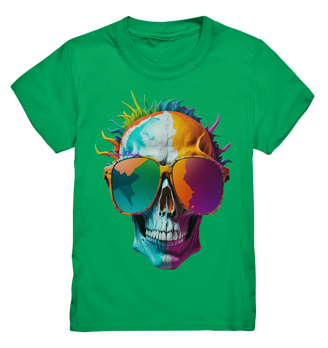 Lustiger Totenkopf mit Brille in vielen Farben. - Kids Premium Shirt