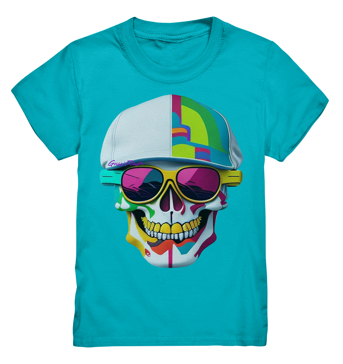 Kinder Shirt mit buntem kinderfreundlichen Totenkopf. - Kids Premium Shirt