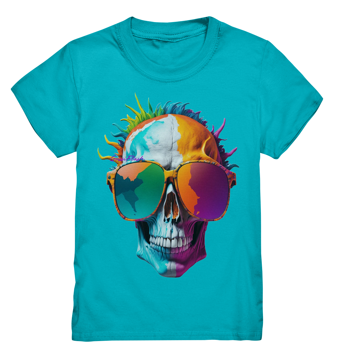 Lustiger Totenkopf mit Brille in vielen Farben. - Kids Premium Shirt