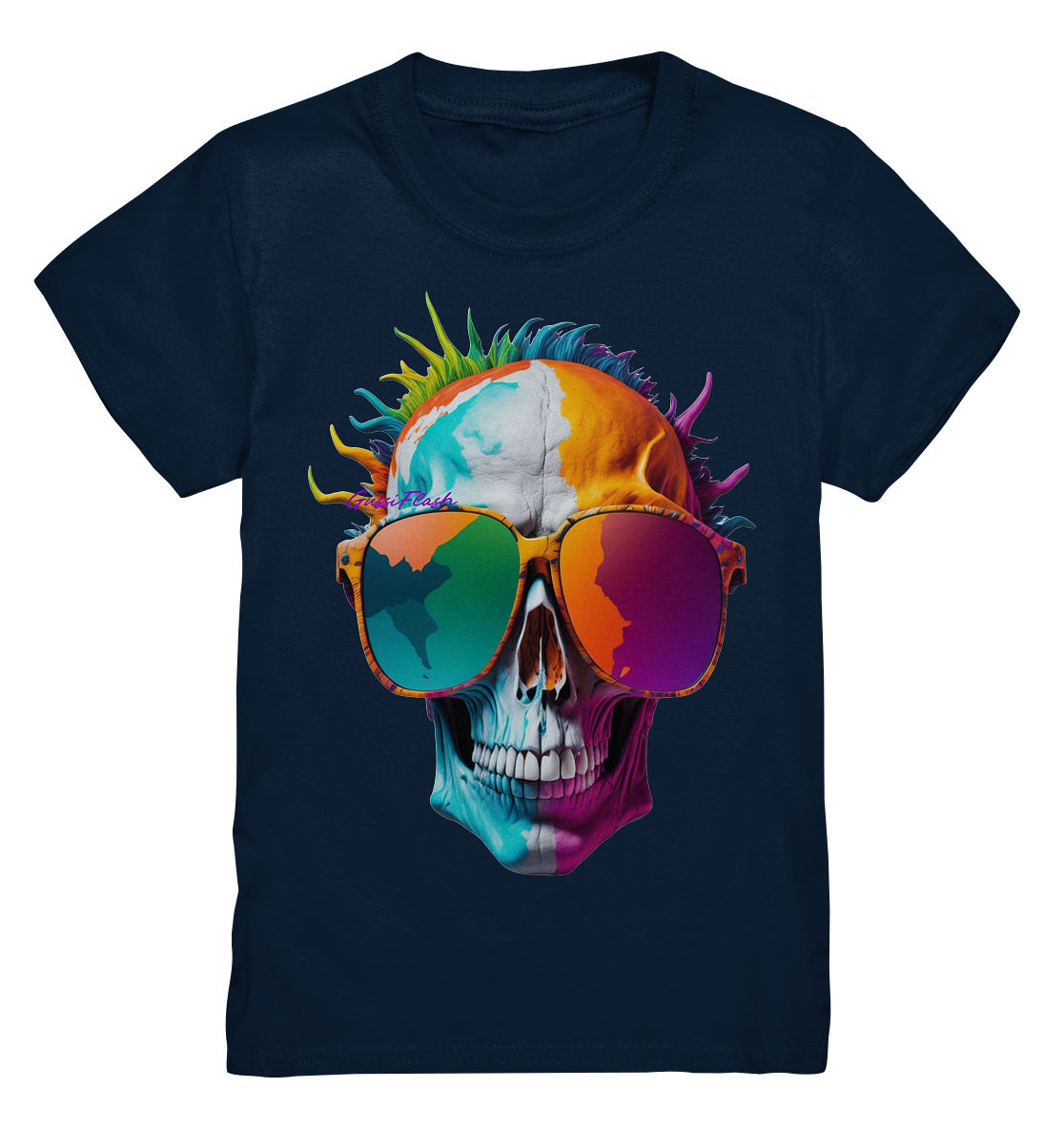 Lustiger Totenkopf mit Brille in vielen Farben. - Kids Premium Shirt