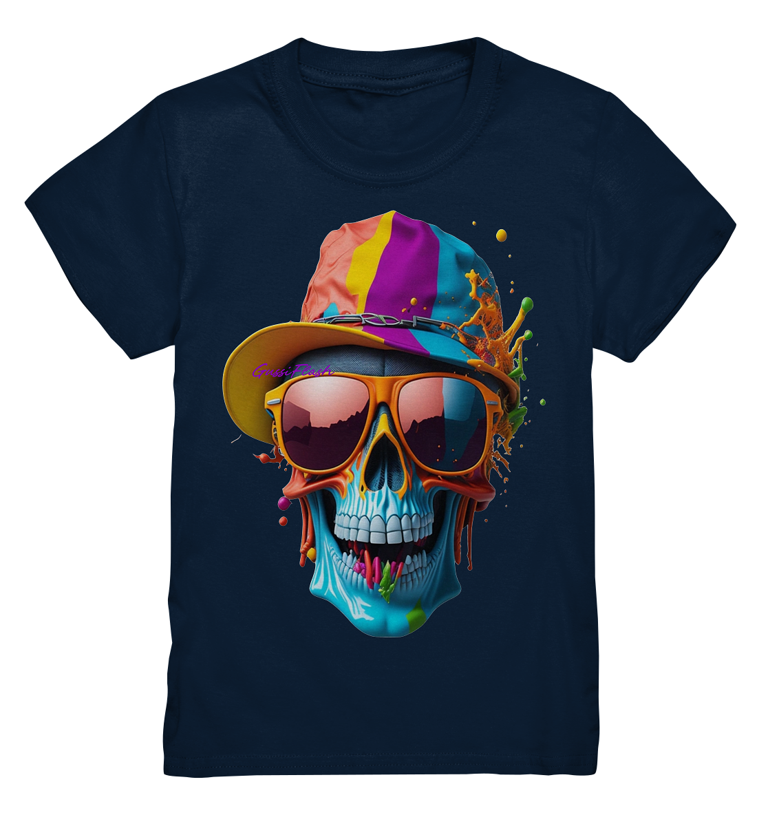 Totenkopf mit Base Cap und Brille - Kids Premium Shirt