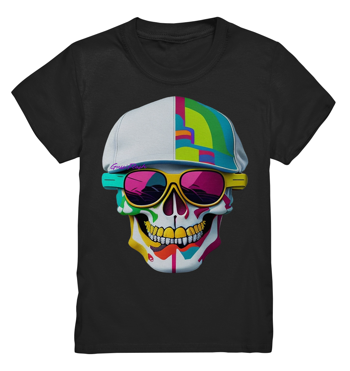 Kinder Shirt mit buntem kinderfreundlichen Totenkopf. - Kids Premium Shirt