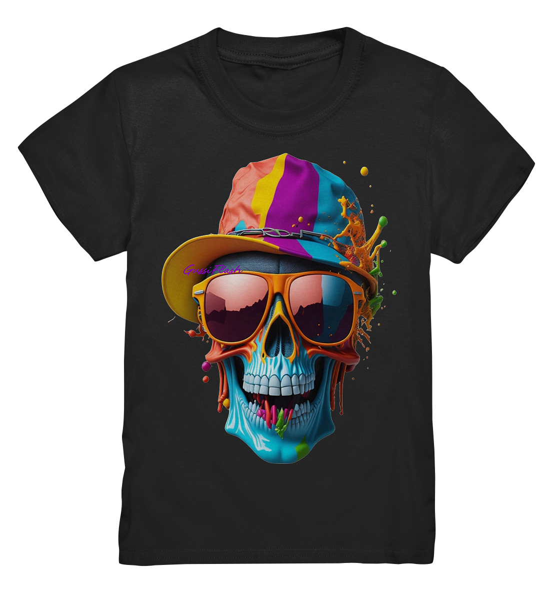 Totenkopf mit Base Cap und Brille - Kids Premium Shirt