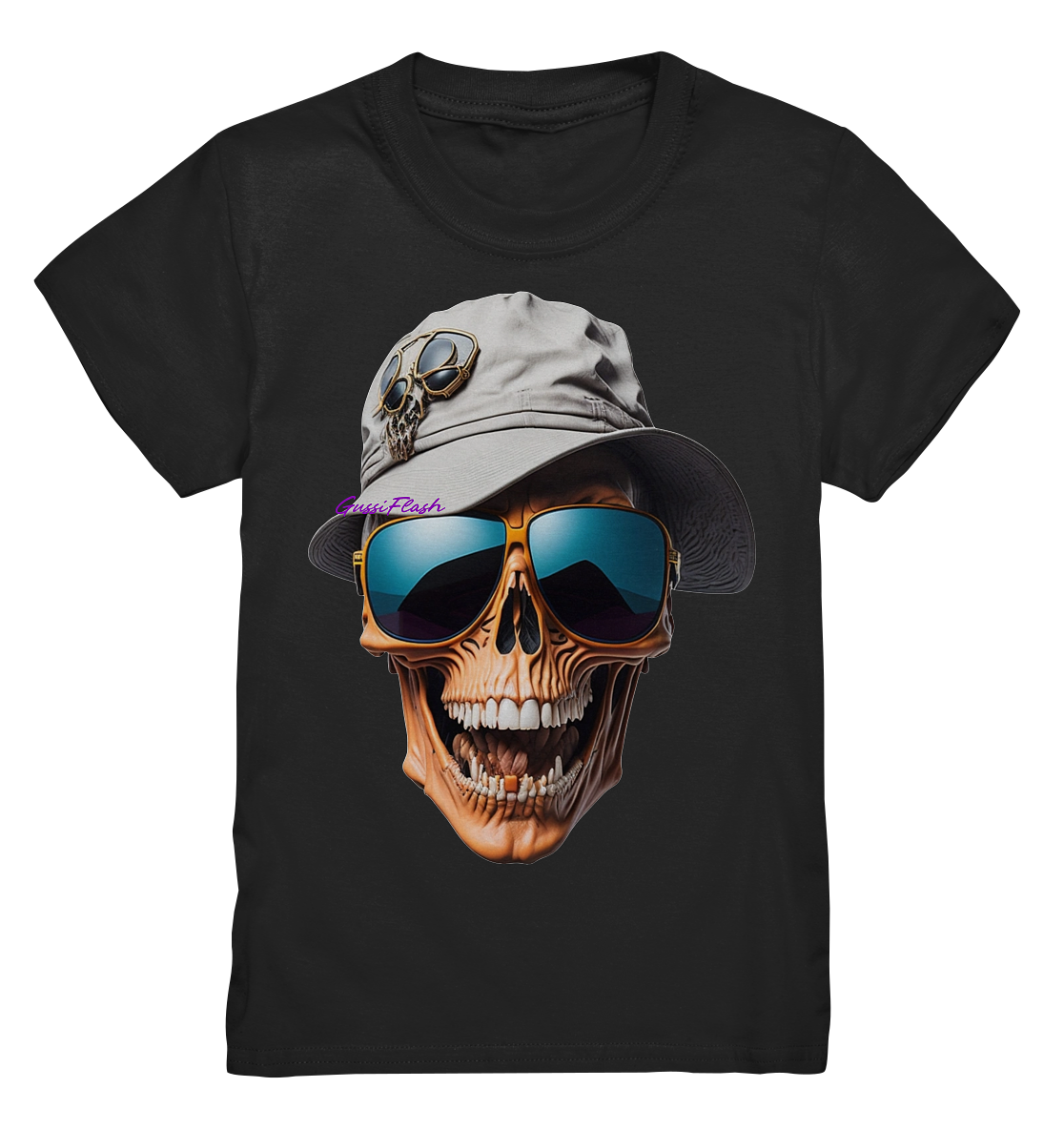 Lachender Totenkopf mit Sonnenbrille und Sommerhut - Kids Premium Shirt