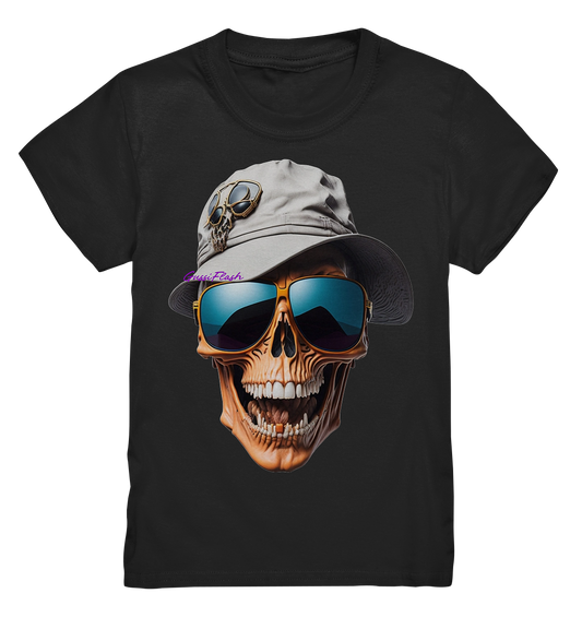 Lachender Totenkopf mit Sonnenbrille und Sommerhut - Kids Premium Shirt