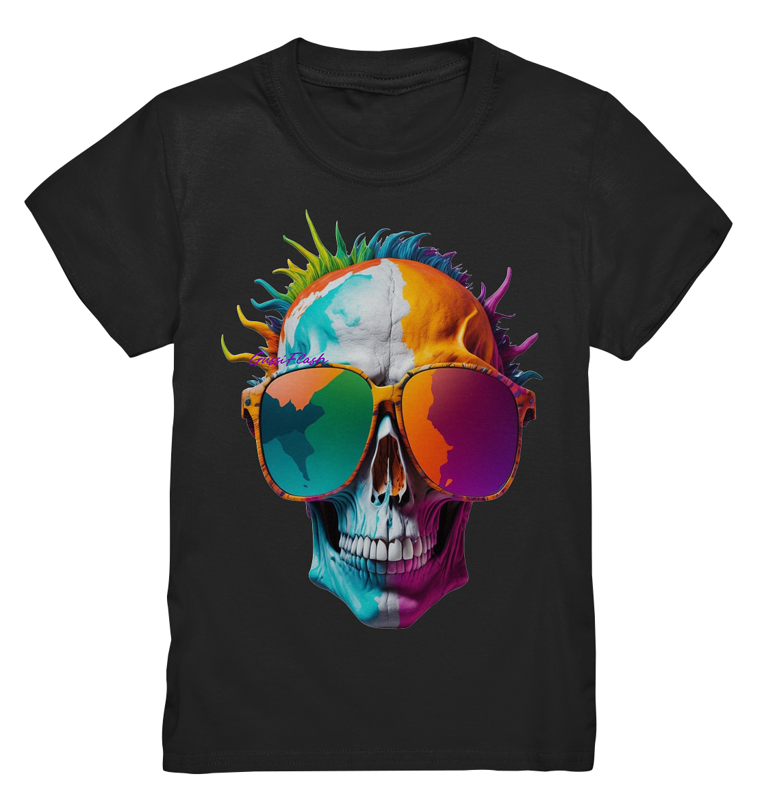 Lustiger Totenkopf mit Brille in vielen Farben. - Kids Premium Shirt