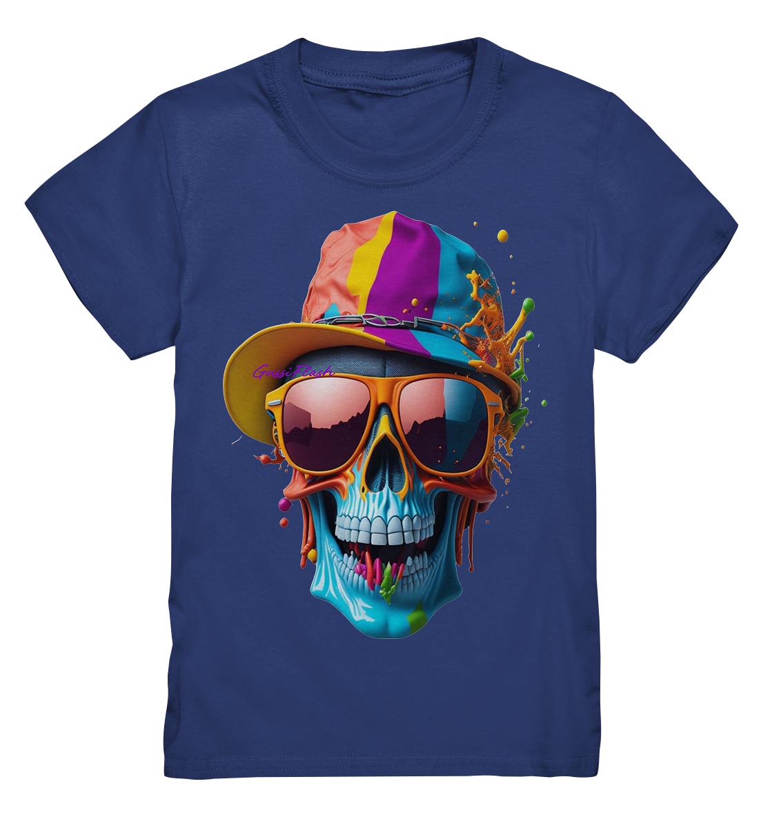 Totenkopf mit Base Cap und Brille - Kids Premium Shirt