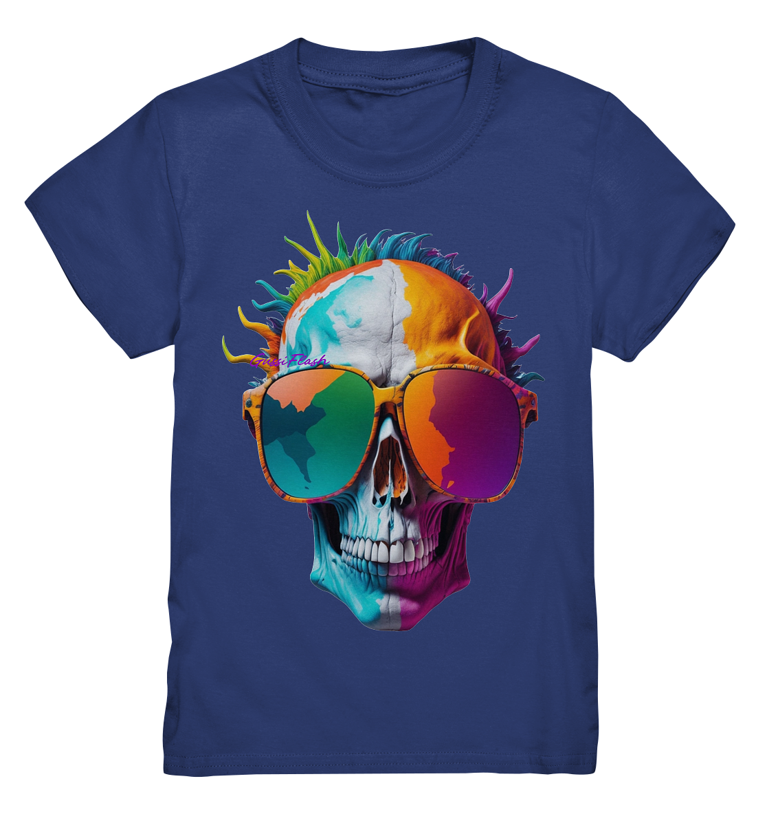 Lustiger Totenkopf mit Brille in vielen Farben. - Kids Premium Shirt