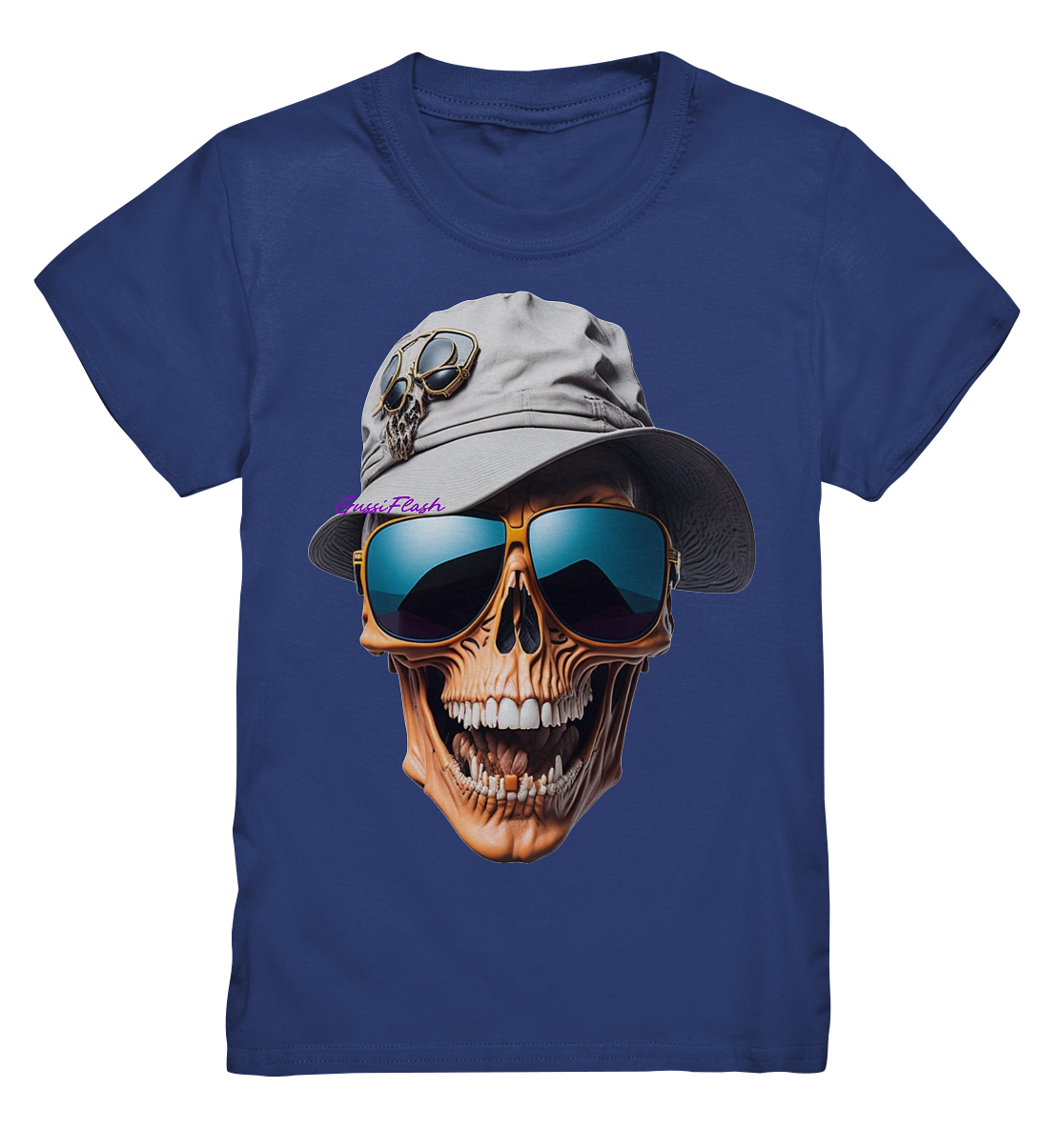 Lachender Totenkopf mit Sonnenbrille und Sommerhut - Kids Premium Shirt