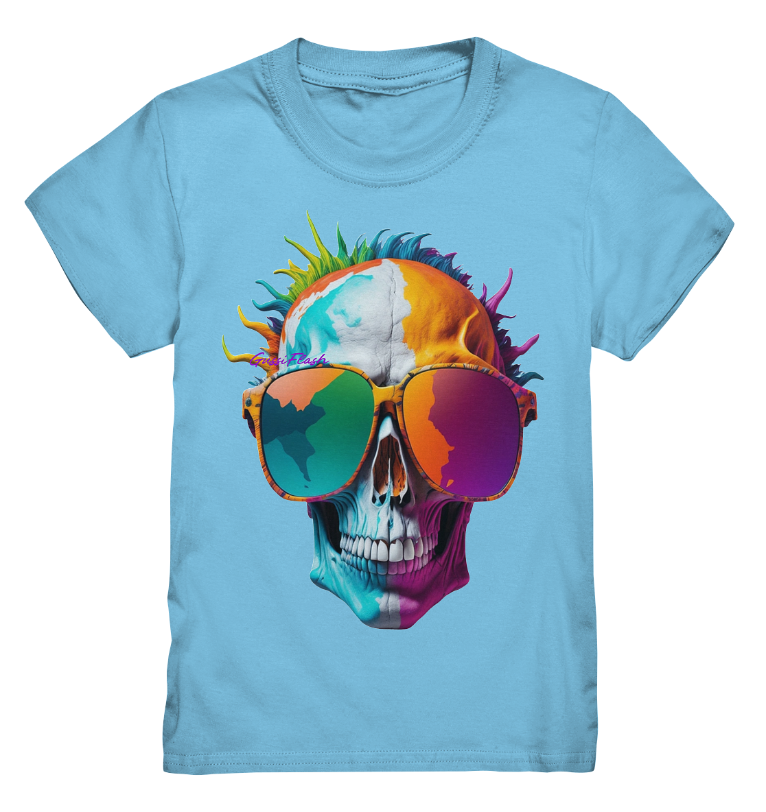 Lustiger Totenkopf mit Brille in vielen Farben. - Kids Premium Shirt