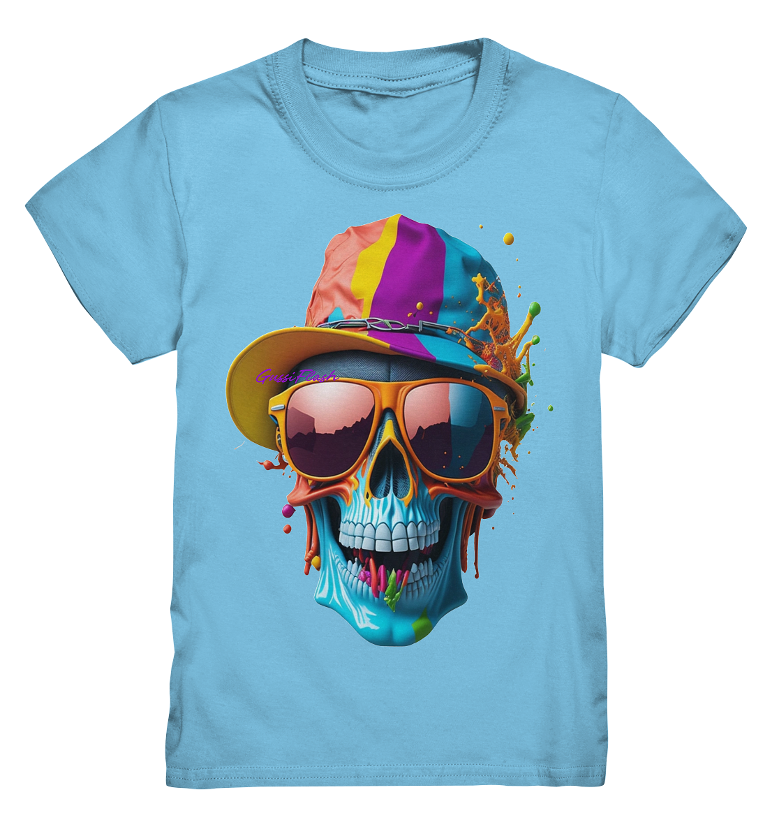 Totenkopf mit Base Cap und Brille - Kids Premium Shirt