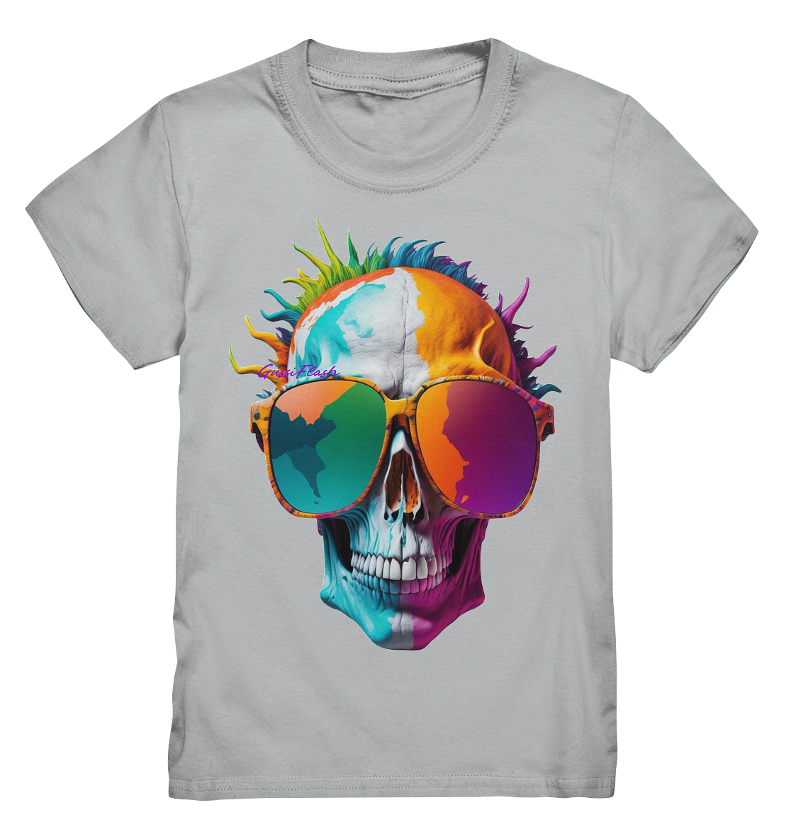 Lustiger Totenkopf mit Brille in vielen Farben. - Kids Premium Shirt