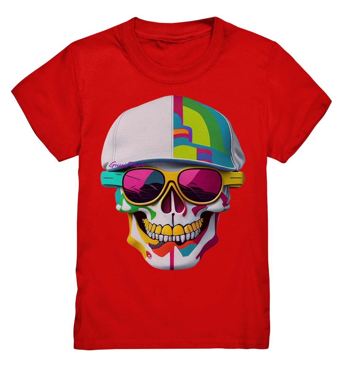 Kinder Shirt mit buntem kinderfreundlichen Totenkopf. - Kids Premium Shirt