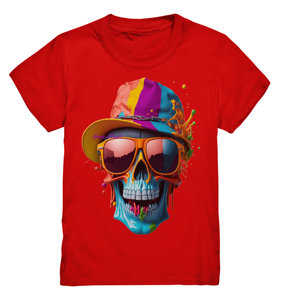 Totenkopf mit Base Cap und Brille - Kids Premium Shirt