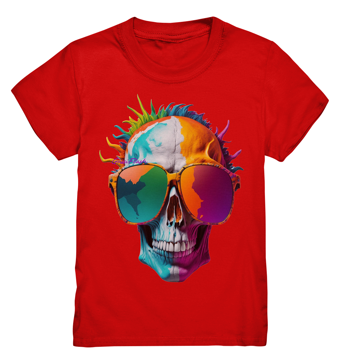 Lustiger Totenkopf mit Brille in vielen Farben. - Kids Premium Shirt