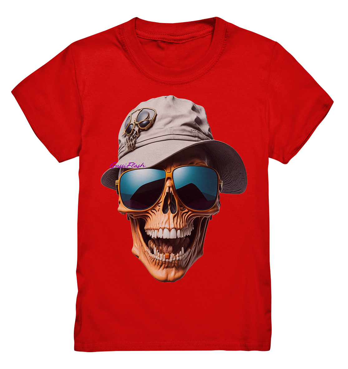 Lachender Totenkopf mit Sonnenbrille und Sommerhut - Kids Premium Shirt