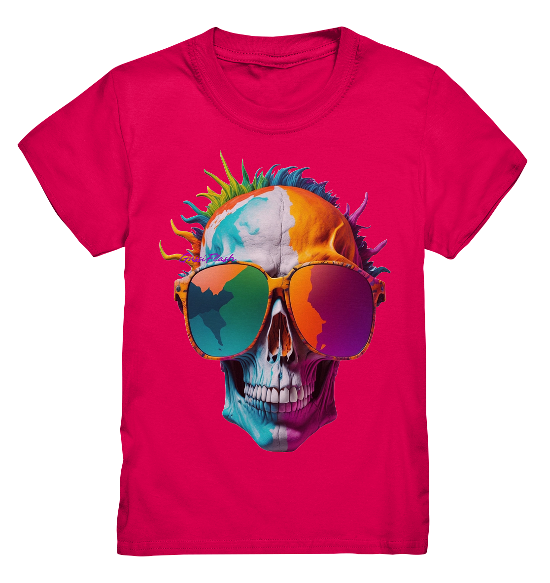 Lustiger Totenkopf mit Brille in vielen Farben. - Kids Premium Shirt