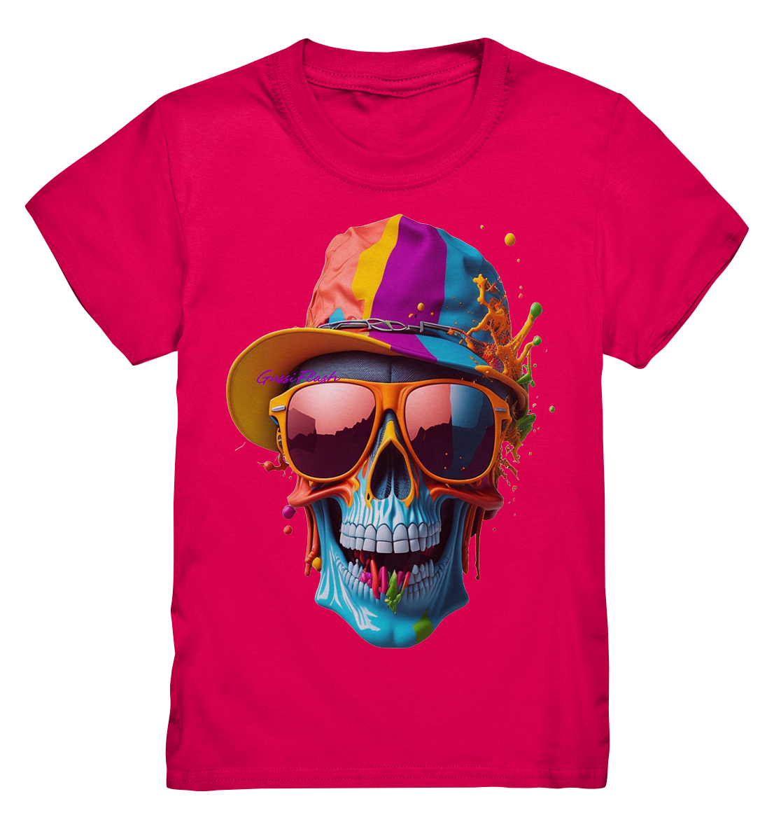 Totenkopf mit Base Cap und Brille - Kids Premium Shirt