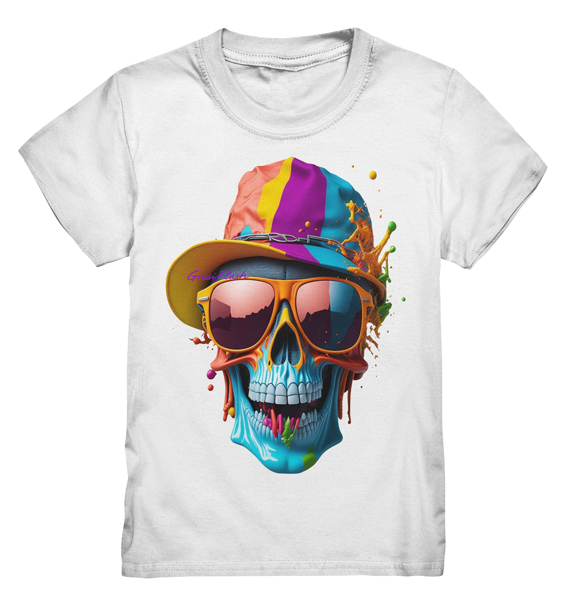 Totenkopf mit Base Cap und Brille - Kids Premium Shirt