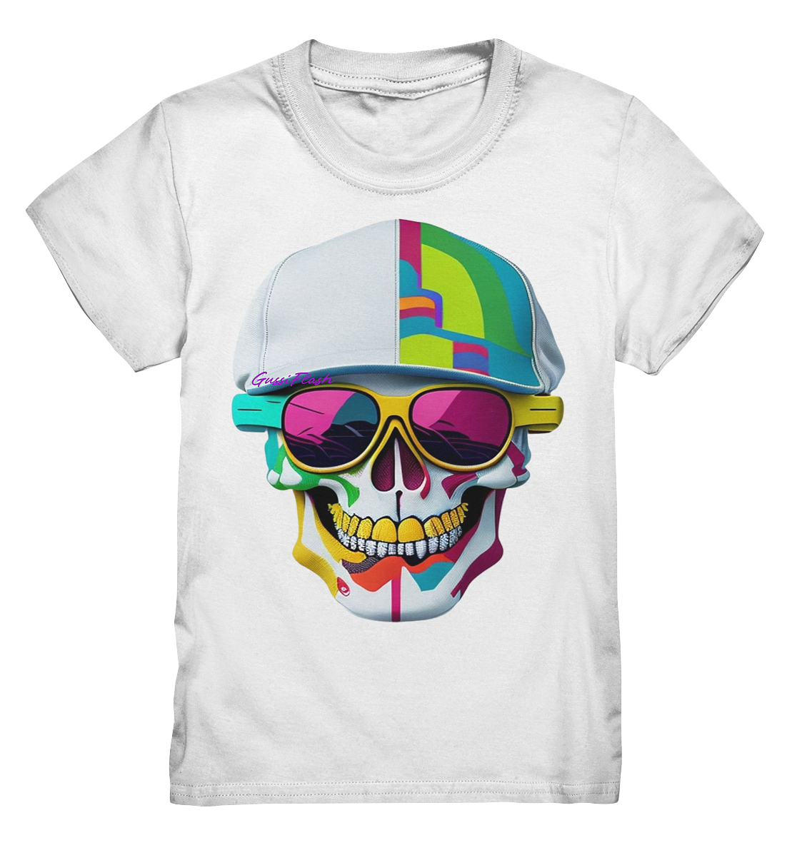 Kinder Shirt mit buntem kinderfreundlichen Totenkopf. - Kids Premium Shirt